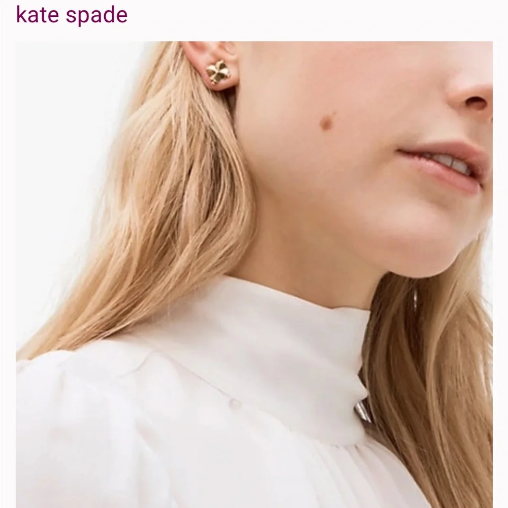 Kate Spade Legacy Logo Stud Gold Floral Earrings NWT